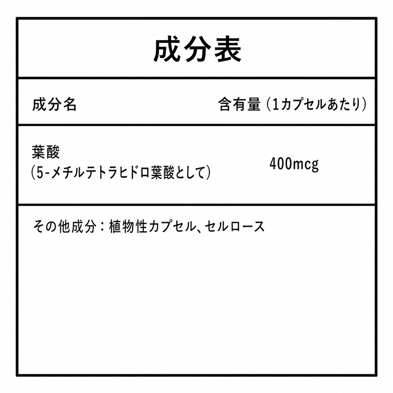 日本語の成分表