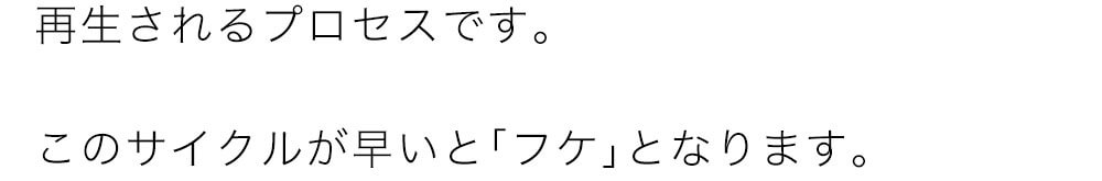 古い皮膚が剥がれ落ち下から新しい皮膚が再生されるプロセスです
