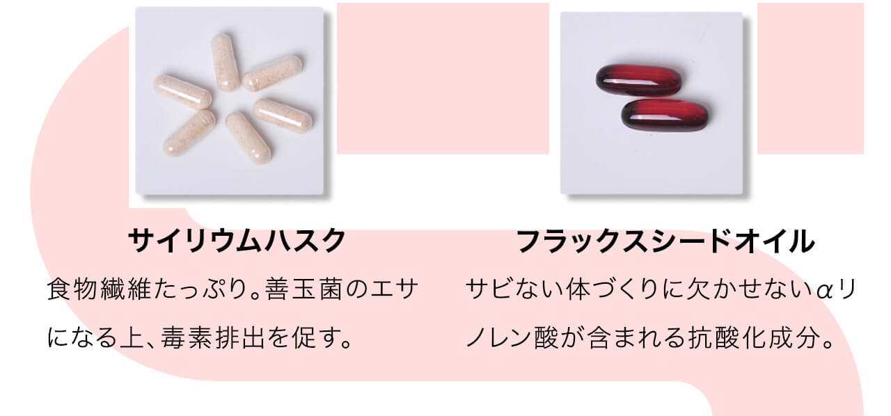サイリウムハスクは食物繊維たっぷり。善玉菌のエサになる上、毒素排出を促します