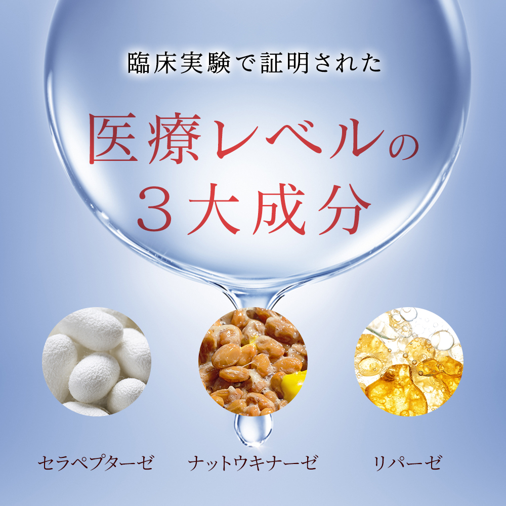 臨床実験で証明されて医療レベルの３大成分配合