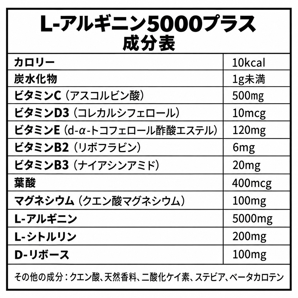 英語の成分表
