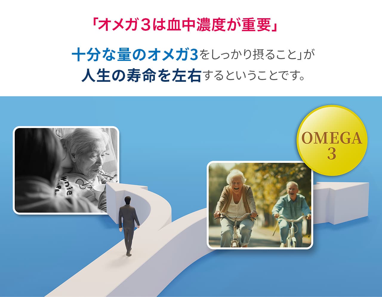 十分な量のオメガ3をしっかり摂ることが人生の寿命を左右するということです。